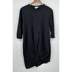 Zara Trafaluc Shirt Dress Women Small Black 3/4 Sleeve Twisted Hem NWOT